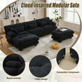 thumbnail image 4 of Noble House 3-Seater U-Shape Cloud Couch, Pelletized Velvet Sectional Sofa with Ottomans, Bolster Armrests, Black, 4 of 14
