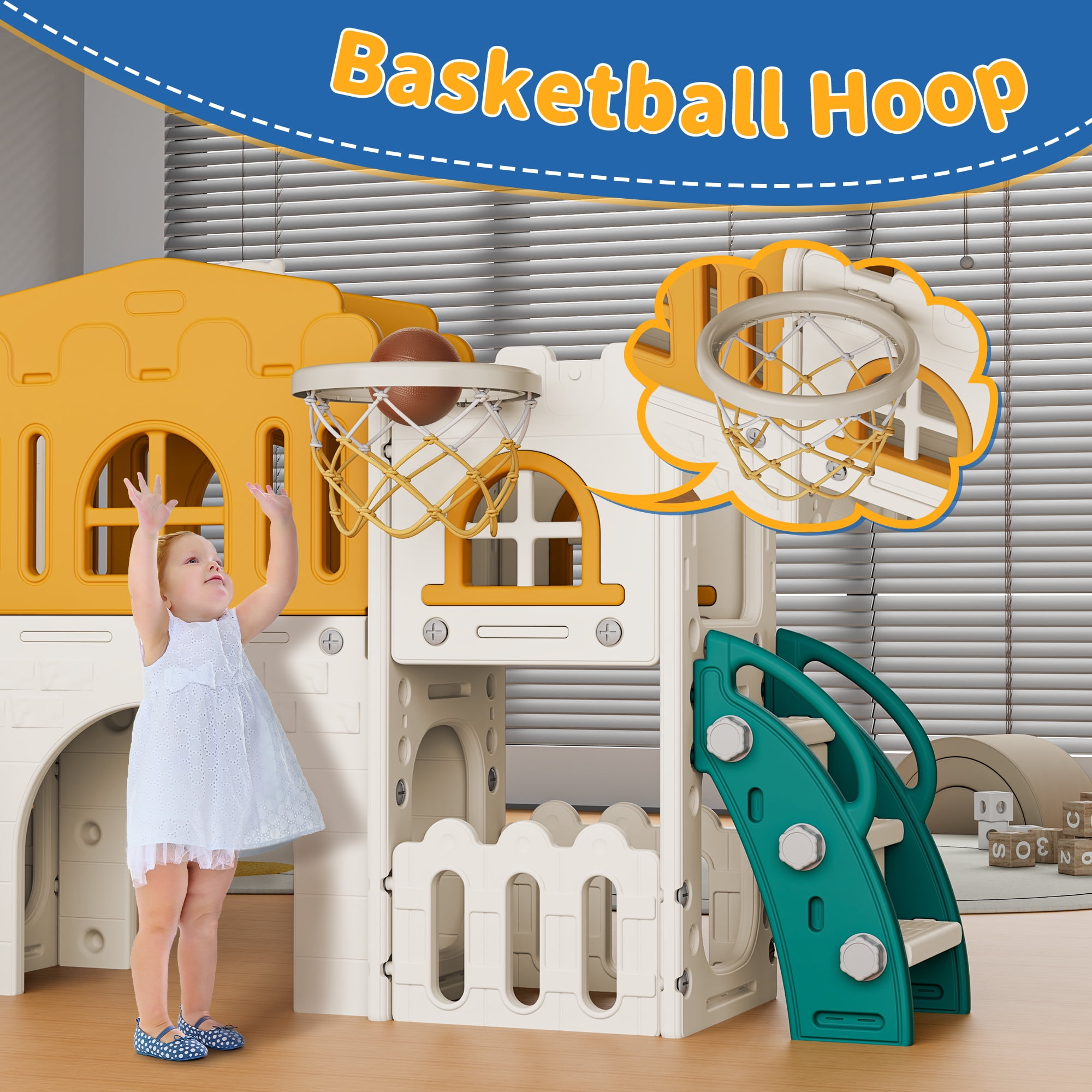 WFUN 9 in 1 Toddler Slide PlaySet for kids indoor/outdoor
