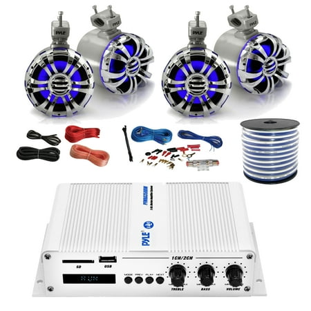 Pyle Marine PFMRA450BW 4-Channel Bluetooth White Amplifier ... car audio wiring kit walmart 
