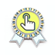 thumbnail image 1 of Pulse el botón para reconocer el movimiento. Insignia broche Medalla ganadora, 1 of 3