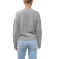 thumbnail image 3 of INSPIRE CHIC Women's 3D Floral Dropped Shoulders Knit Top Ribbed Crew Neck Long Sleeve Small Grey, 3 of 6
