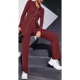 thumbnail image 3 of Women's 2 Piece Outfits Ribbed Knit Button Bodycon Cardigan Sweater Straight Leg Slim Pants Tracksuit Loungewear, 3 of 4