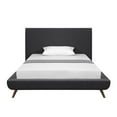 thumbnail image 3 of Lyle Beds Charcoal Linen Full Upholstered Walnut Tapered Legs, 3 of 7