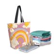 thumbnail image 2 of FORMRS Womens Canvas Tote Bag with Zipper Inner Pocket Shoulder Handbag, Purple Retro Rainbow, 2 of 7