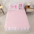 thumbnail image 4 of Homewish Cute Stars Bowknot Kids Zipper Twin Comforter Sets with Fitted Sheet and 2 Pillowcases,Pink Letter M Alphabet Zipper Bedding Set For Girls,Pink Reversible,4 Pieces, 4 of 7