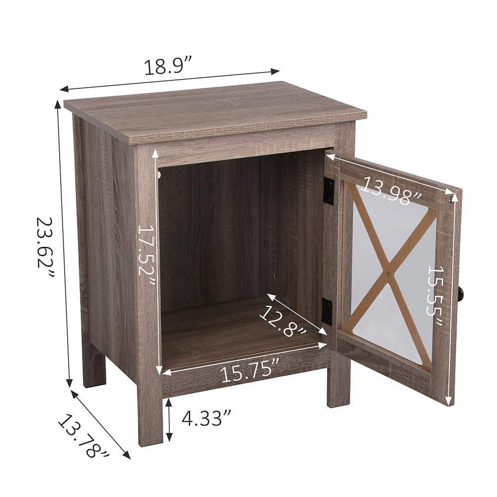 Kadyn Modern Bedside Tables for Bedroom, X-design Side End Table Night Stand Storage Shelf with Storage for Living Room , Set of 2 (Vintage Wood Grain)