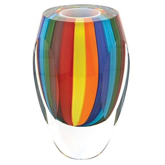Murano Style  Multicolor Decorative Crystal Vase for Home Decor - 6"