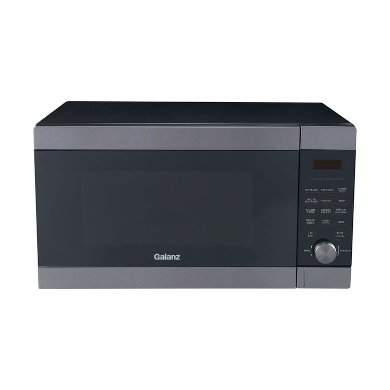 Galanz 0.9 Cu ft Air Fry Microwave, 900 Watts, Stainless Steel, Black