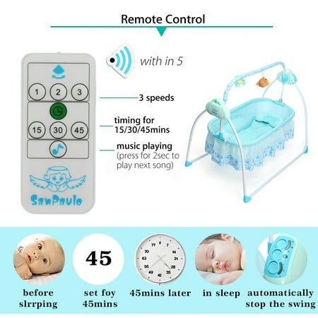 Electric Big Space Baby Crib Cradle Infant Rocker Auto Swing Sleep