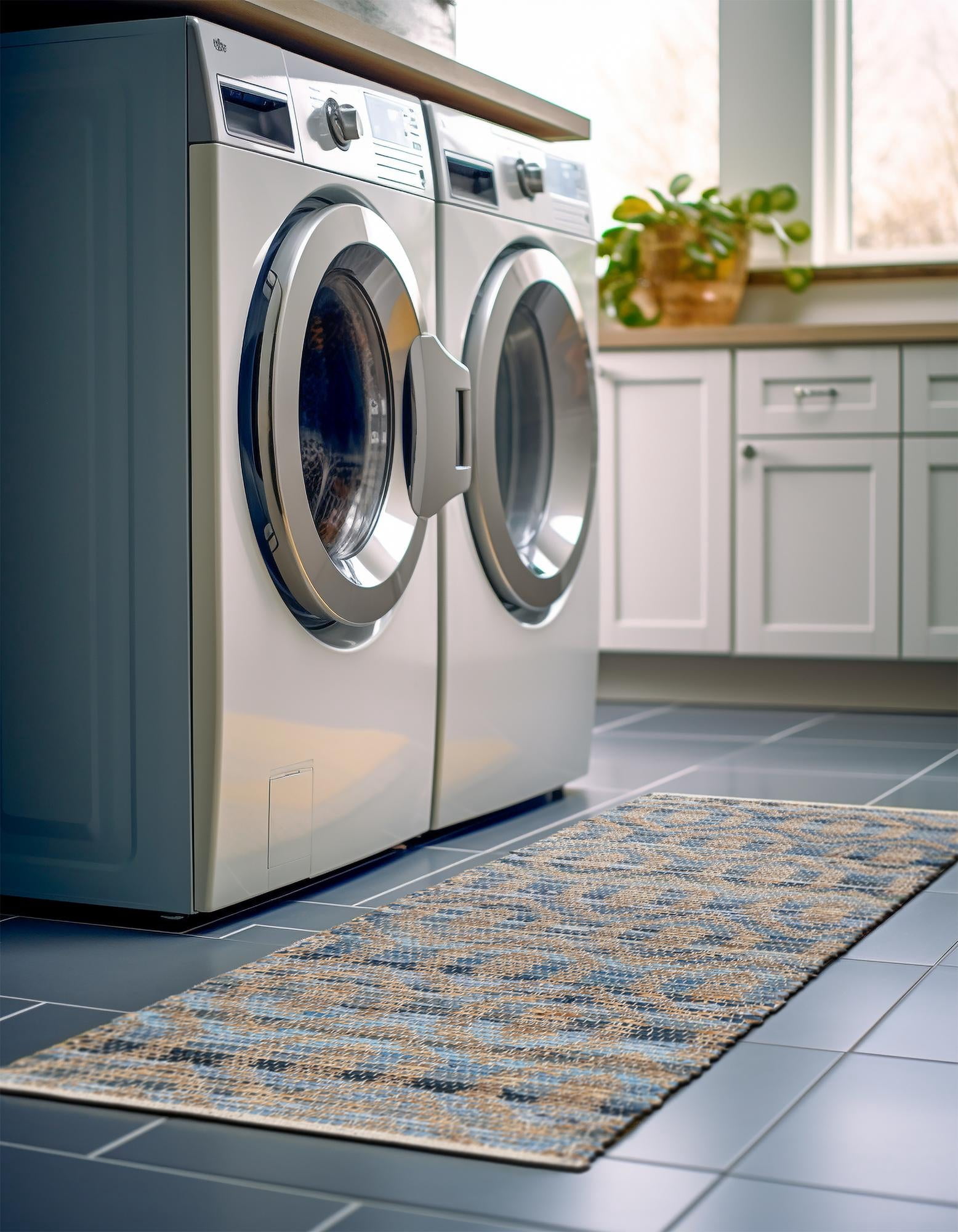 Unique Loom Chindi Jute Collection Area Rug (2' 2" x 6' 1" Runner Navy Blue)