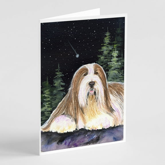 Starry Night Bearded Collie Greeting Cards and Envelopes Pack of 8