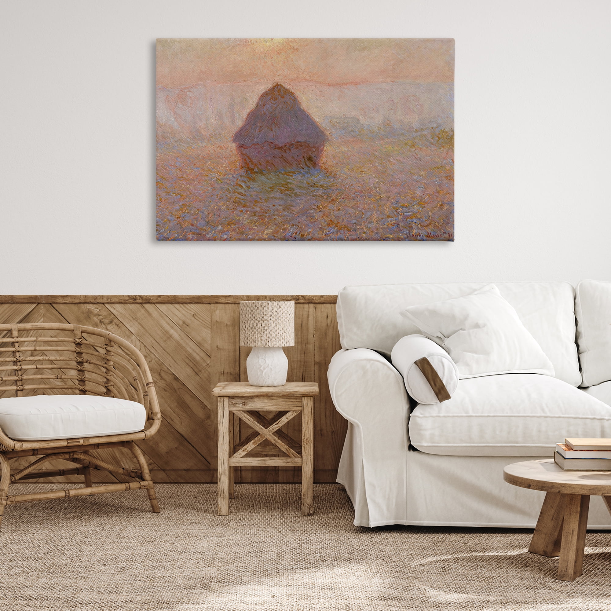 Stupell Industries Classical Monet Grainstack Landscape & Nature Painting Wrapped Canvas Art Print Wall Art, 45 x 30