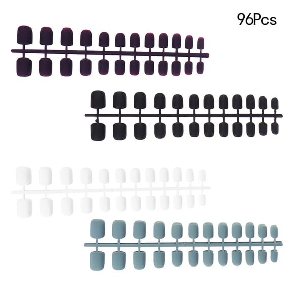 IFANLANDOR 96 Pcs Fake Nails French Tips Manicure Matte Blue Fingernail Cover for Women