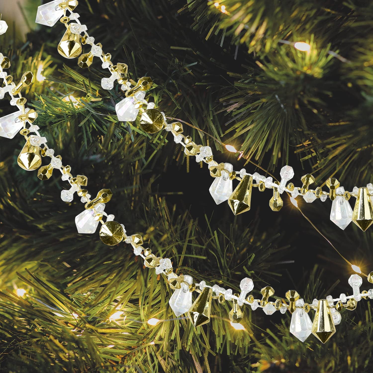 6 Foot Glittered Iced Pine Garland - Silver/White Iridescent or  Gold/Iridescent