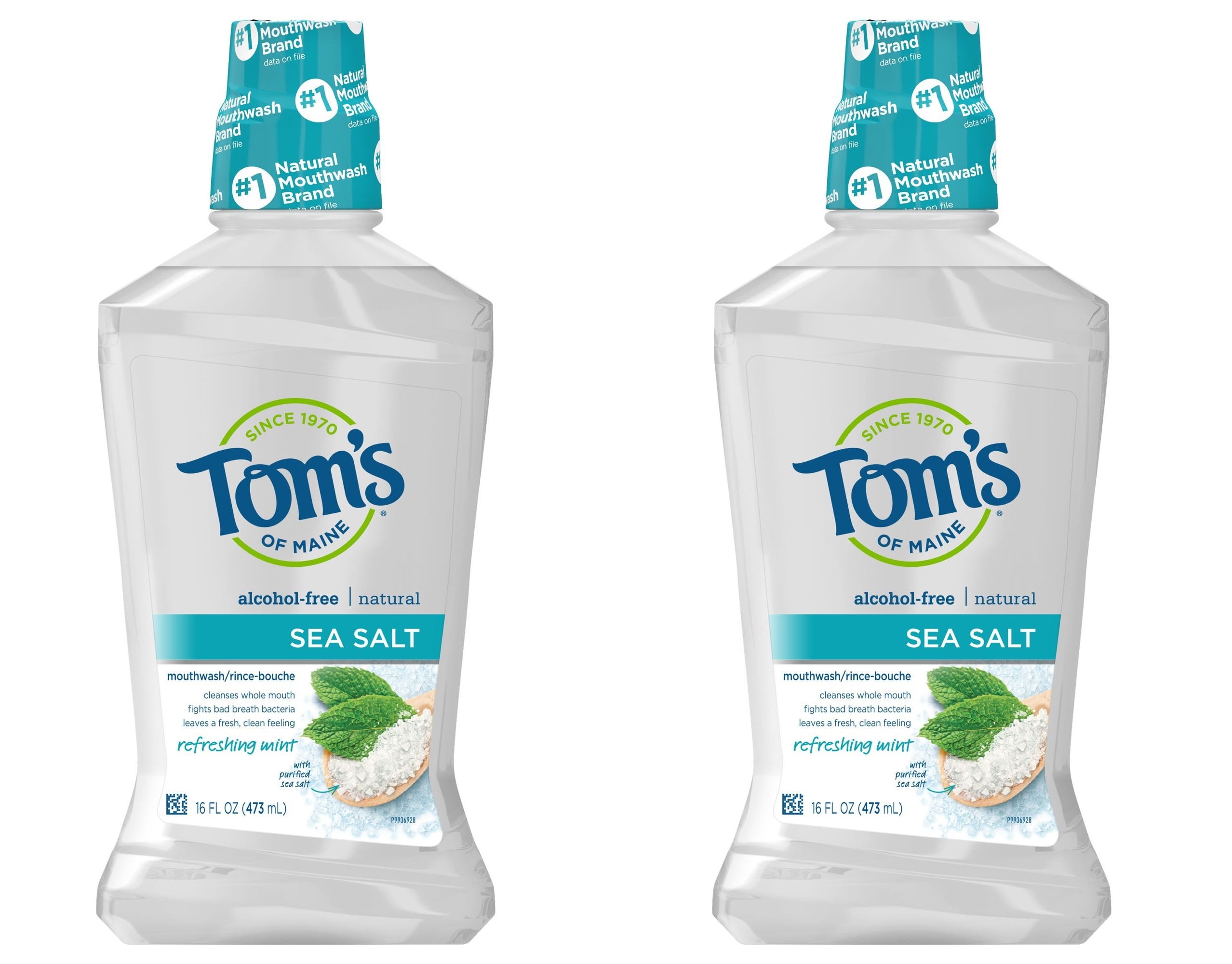 Tom's of Maine Natural Sea Salt Mouthwash, 16oz(Pack of 2)