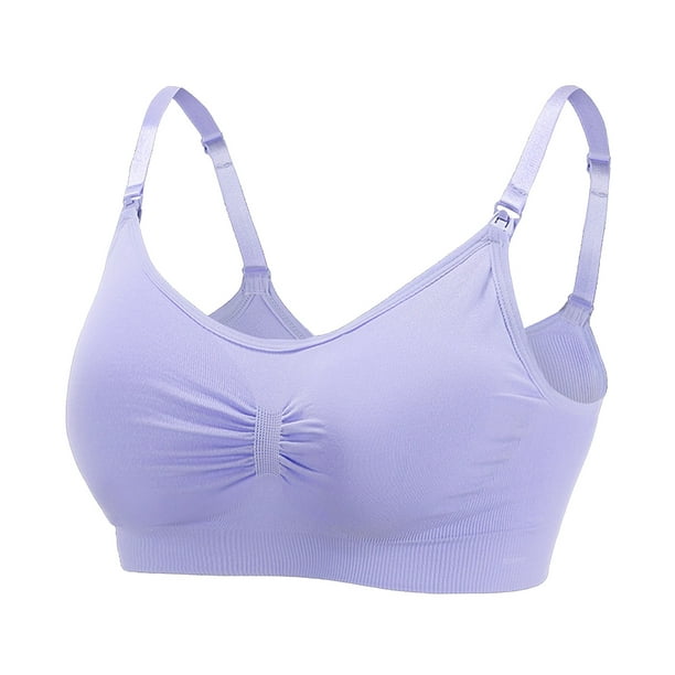 CAICJ98 Plus Size Lingerie Women's Easy Does It Underarm Smoothing with  Seamless Stretch Wireless Lightly Lined Comfort Bra,Purple 