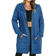 thumbnail image 2 of MeetoTime Long Sweat à Capuche pour Femmes Veste Zippée Automne Décontractée en Polaire avec Poches, 2 of 8