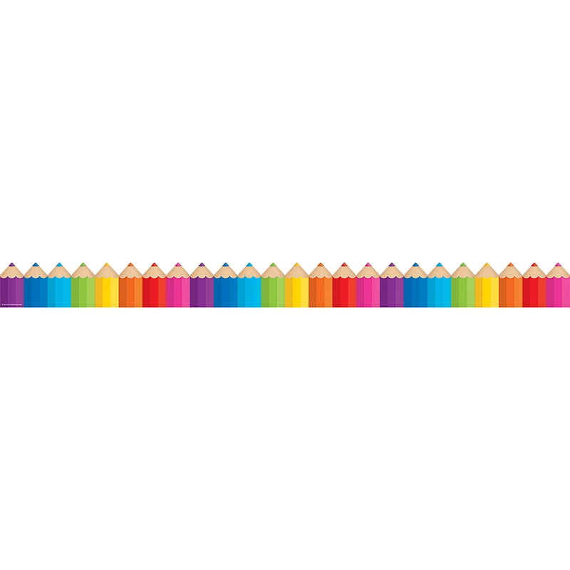 TEACHER CREATED RESOURCES COLORED PENCILS DIE CUT BORDER TRIM