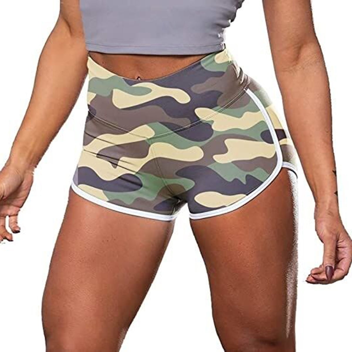 high waisted camo shorts