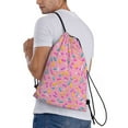 thumbnail image 3 of Bingfone Pink Donut Drawstrings Backpacks Bags For Men Women Gym Drawstrings Bag, 3 of 9