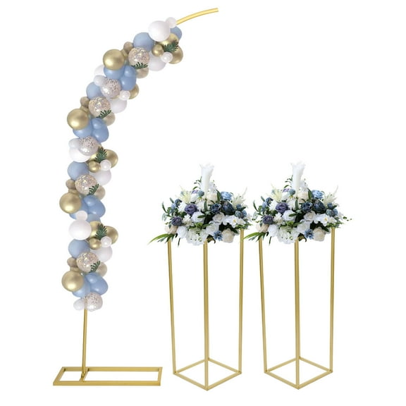 TFCFL Wedding Arch with 2pcs Rectangular Flower Stands Floor Mount Backdrop Stand Kit For Party Event Decoration
