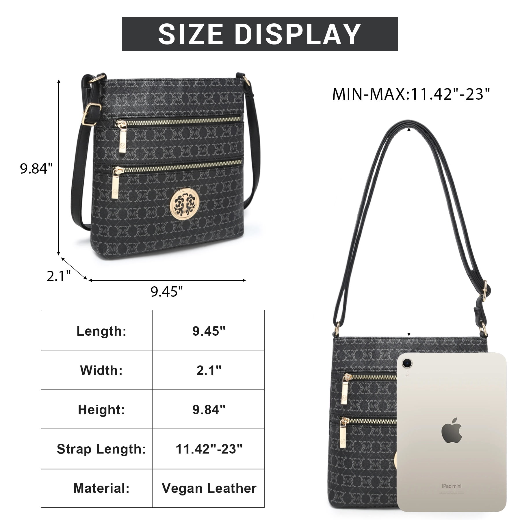 VANSARTO Crossbody Bags for Women Multi Pocket Crossbody Purses Trendy Vegan Leather Shoulder Handbags with Adjustable Strap, Black