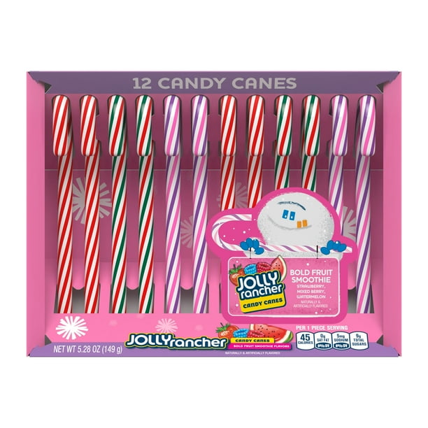 Jolly Rancher Fruit Smoothie Flavored Candy Cane Hard Candy, Holiday
