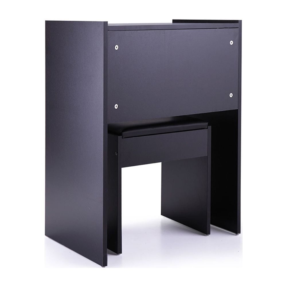 Kadyn Vanity Table and Stool Set, Dressing Table Writing Desk with Flip Top Mirror Makeup and Cushioned Stool, Black Kadyn Vanity Table and Stool Set, Dressing Table Writing Desk with Flip Top Mirror Makeup and Cushioned Stool, Black