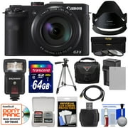Canon PowerShot G3 X Wi-Fi Digital Camera with 64GB Card + Battery & Charger + Case + Tripod + Flash + Hood/Adapter + Filters + Kit