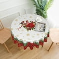 thumbnail image 3 of Christmas Round Tablecloth 60 Inch, Winter Gold Snowflake Red Floral Table Cloth for Xmas Farmhouse Kitchen Decor, Wipeable Polyester Fabric Table Cover for Holiday Party, 3 of 5