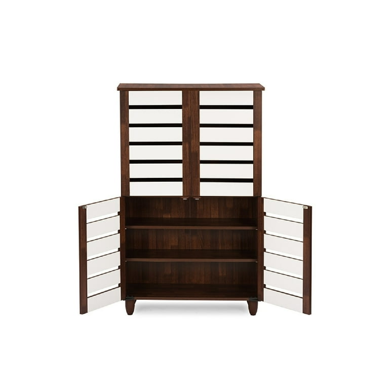 Baxton Studio Gisela Oak and White 2-tone Shoe Cabinet With 2 Doors Baxton Studio Gisela Oak and White 2-tone Shoe Cabinet With 2 Doors