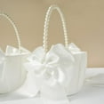 thumbnail image 2 of Flower Girl Basket with Pearl Handle, Ivory Fariy Wedding Baskets for Flower Girls, Set of 4, 2 of 11