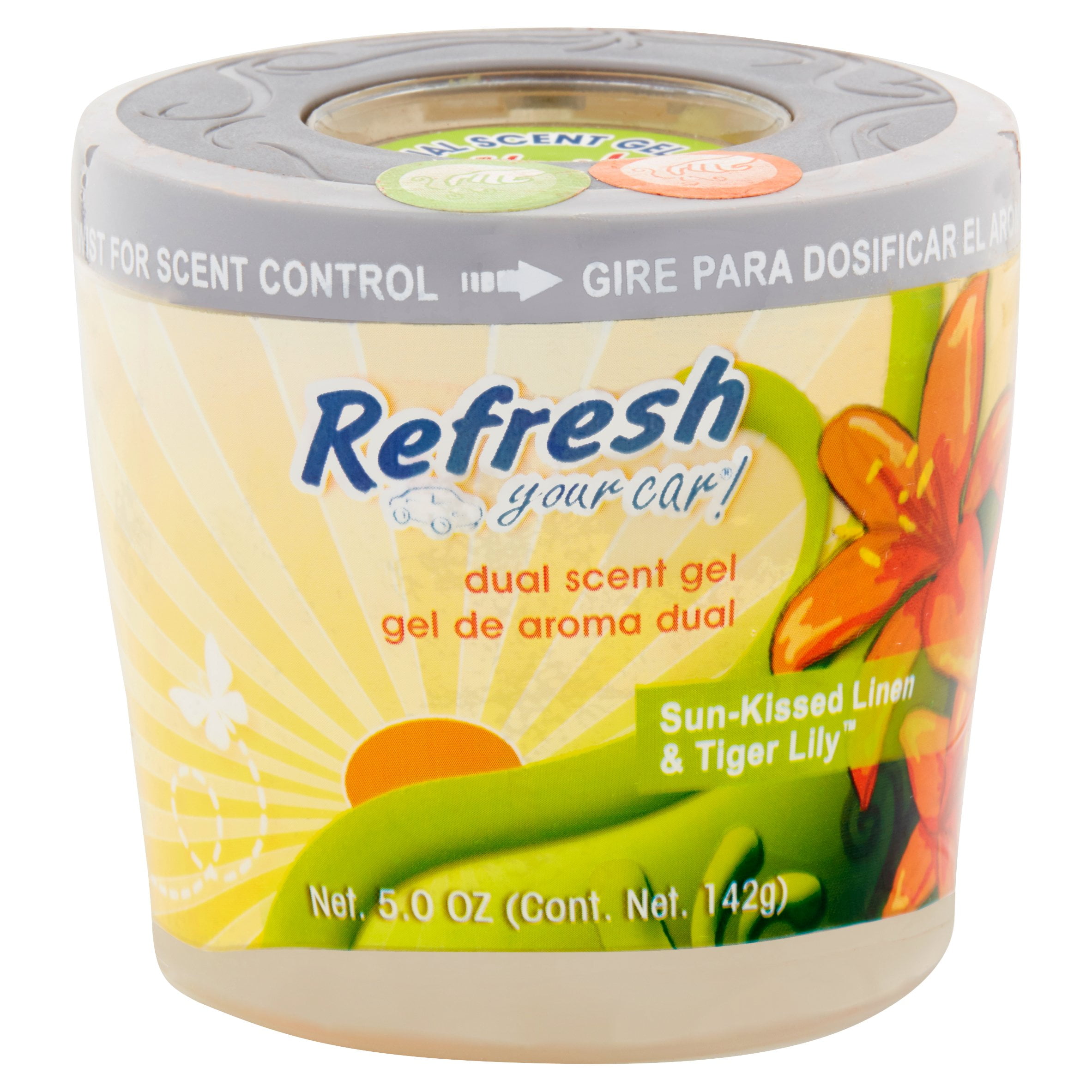 Refresh Your Car Sun-Kissed Linen & Tiger Lily Dual Scent Gel, 5.0 oz