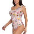 thumbnail image 2 of Haiem Bunny And Flower Women's One Piece Swimsuits Tummy Control One Shoulder Bathing Suits Ruffle Swimwear-X-Large, 2 of 8