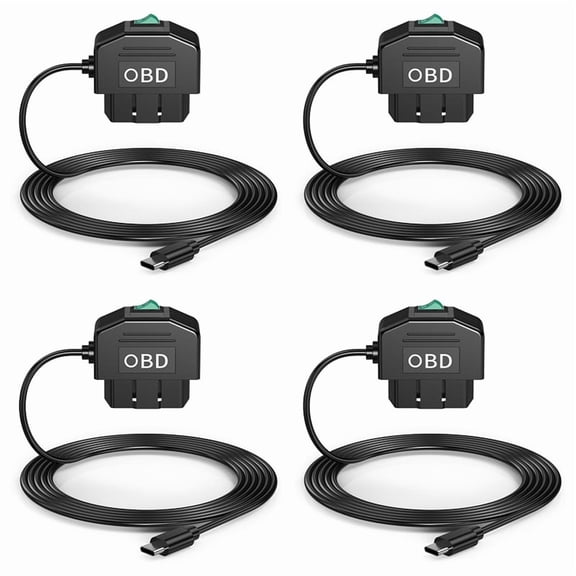 4X Dash Cam OBD Hardwire Kit, Dash Camera USB Type C Hardwire Kit with OBD Power Cable for Dashcam 12-24V to 5V/3A