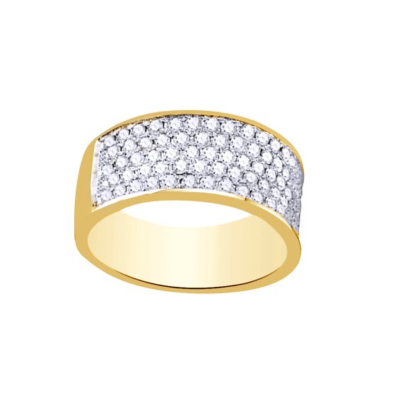 AFFY White Natural Diamond Wedding Band Ring In 10k Yellow Gold (1 Cttw)