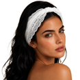 thumbnail image 6 of VV AVEORS Floral Lace Headband for Women Accessories Stretchy Vintage Lace Make Up Headband Hairband White One Size, 6 of 8