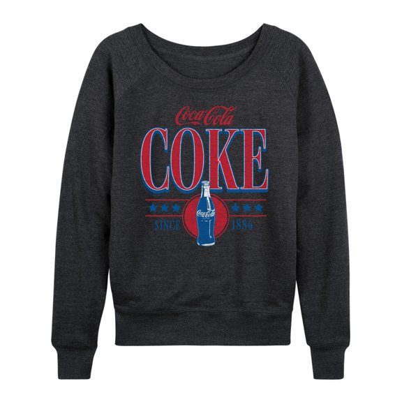 Coca-Cola - 90s Coke Collegiate Design Lightweight French Terry Wide Neck Long Sleeve Graphic Shirt