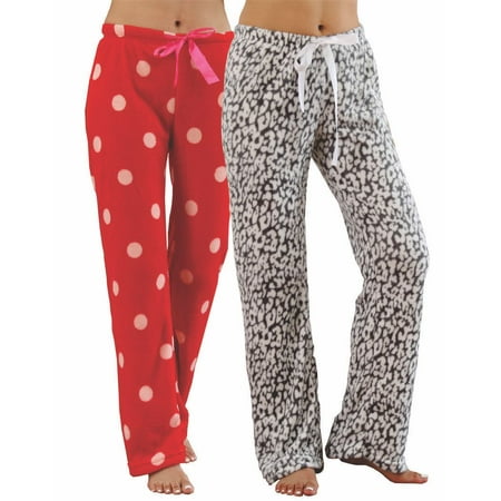 

2pk Women s Soft Plush Fleece Draw String Pajama Sleep Pants