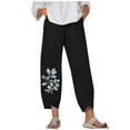 thumbnail image 1 of VEKDONE Pantalon Long en Lin pour Femmes Noir P, 1 of 5