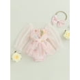 thumbnail image 3 of Baby Girls 2 Piece Outfits Floral Long Sleeves Mesh Tulle Romper Dress and Cute Headband for Toddler Infant Fall, 3 of 10