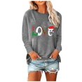 thumbnail image 1 of Holiday Time T-Shirts Femmes Drôle Xmas Graphique Col Rond Chandails en Molleton Léger Chandail Tops Tunique Décontractée Manches Longues Blouse 02-Rose TTTG, 1 of 5