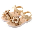 thumbnail image 4 of Siilsaa Little Girl Sandals Sandals for Girls, Summer Dress Shoes Water Beach Flat Sandals Beige,12, 4 of 5