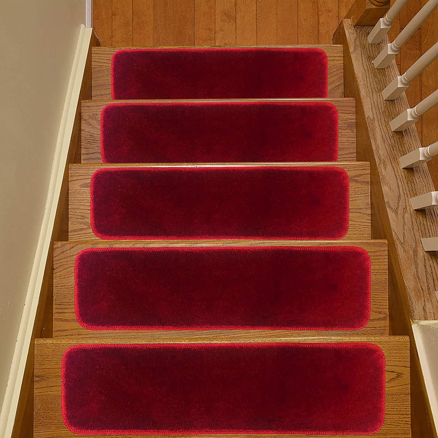 Rug Depot Set of 13 European Non Slip Carpet Stair Treads 26" x 9" Red