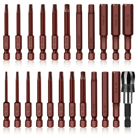 

23Pcs Hexagon Head Wrench Drill Bit Set Metric SAE S2 Steel Hex Bits Set 2.3 inch Long 1/4 inch Shank Quick Release Magnetic Screwdriver Kit for Assembling Furniture