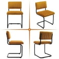thumbnail image 3 of ONEVOG Velvet Dinning Kitchen Chairs Set of 2, Modern Armless Cantilevered Chairs with Matt Black Metal Legs, Upholstered Dinning Chairs for Kitchen Living Room, Cognac, 3 of 8