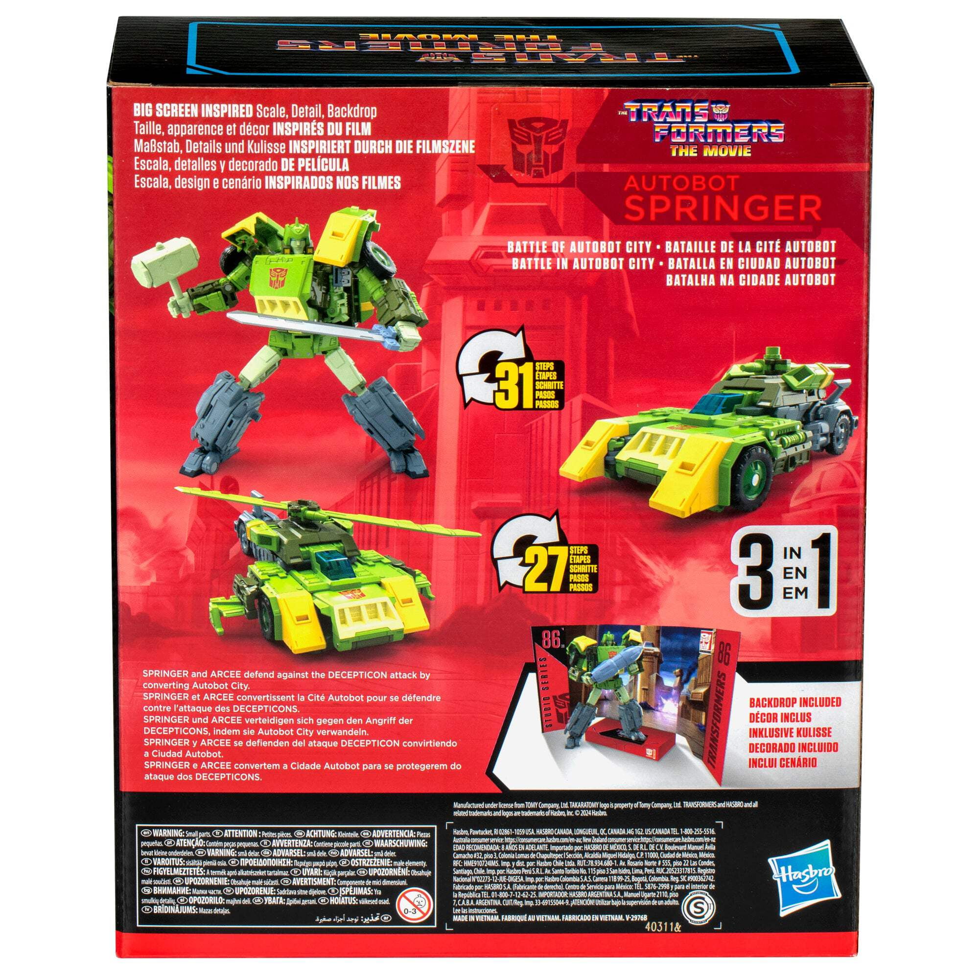 Transformers Studio Series Leader The Transformers: The Movie 86-30 Springer n 8.5” Action Figure, 8+