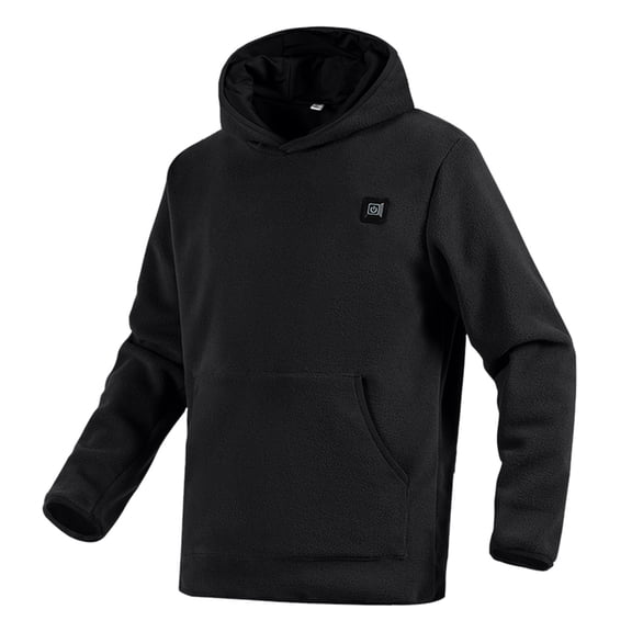 Bjutir Mens Hoodie Sweatshirts Autumn Winter Polar Heated Sweatshirt Six Warm And Heated Hooded Solid Color Long Sleeve Sweatshirt Pullover Tops Black