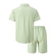 thumbnail image 3 of Ceisia Men's Solid Color Short Sleeve Button-Down Shirt & Shorts Set Casual Summer Outfit Green XXXL Gifts, 3 of 8
