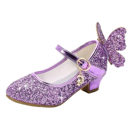 

Sopiago Dress Shoes for Girls Low Heel Princess Shoes Mary Jane Flower Wedding Party Glitter Shoes (Little Kid/Big Kid) Purple 13